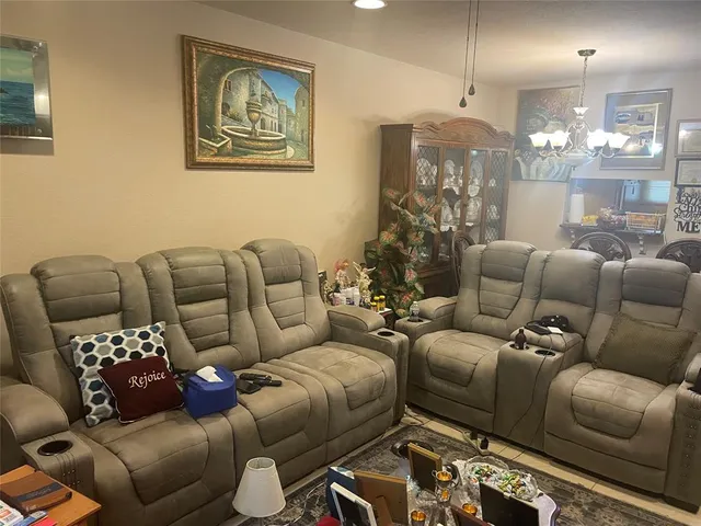 a living room with furniture