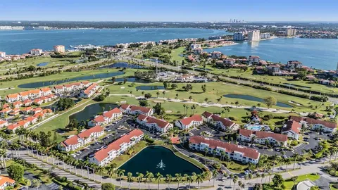 a view of a city and ocean view