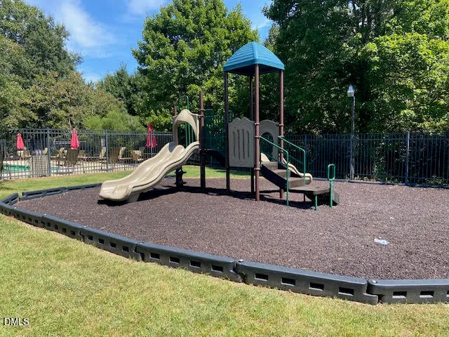 a view of a park with slide