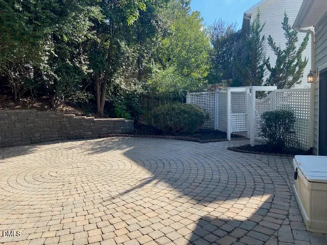 a view of backyard with plants and trees