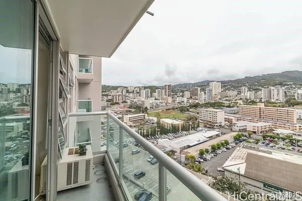 a city view from the balcony