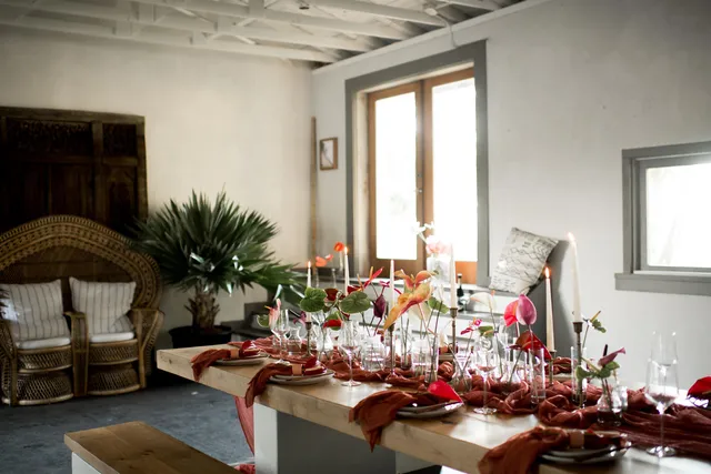 a room with furniture and a large window