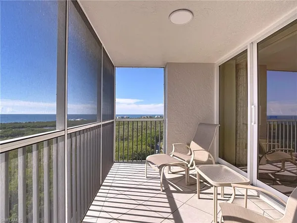 a balcony view with a couch
