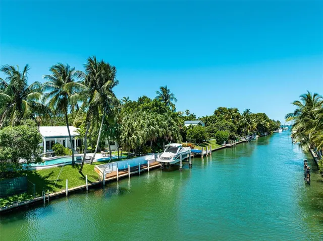 an aerial view of city and lake