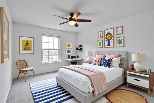 a bedroom with bed and a window