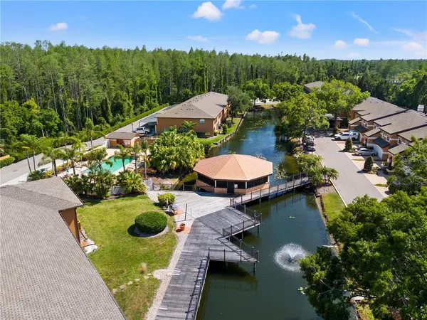an aerial view of a house having outdoor space