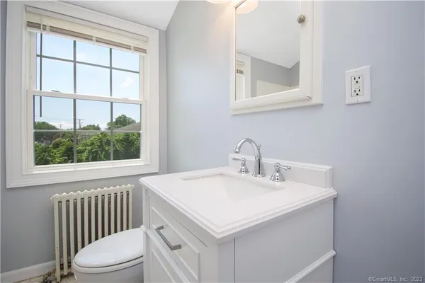 a bathroom with a bathtub