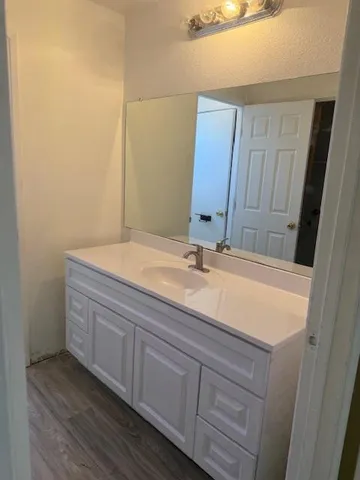 an empty room with a door