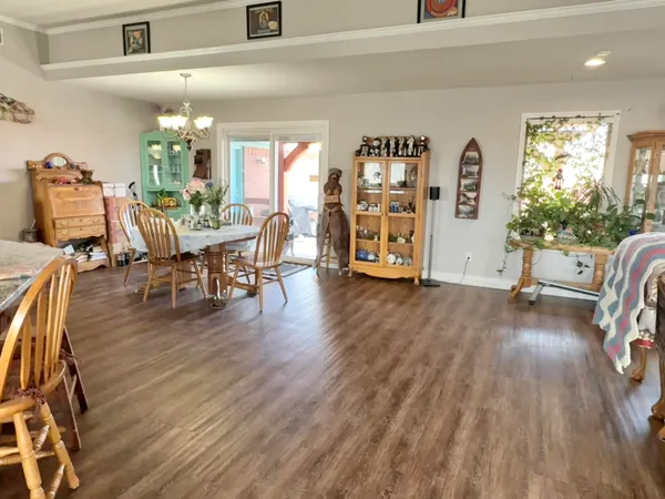 a view of a living room and dining room