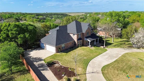an aerial view of a house