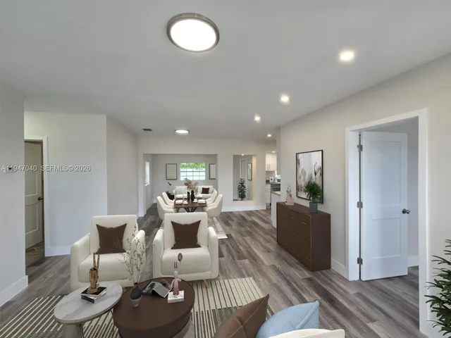 a living room with furniture