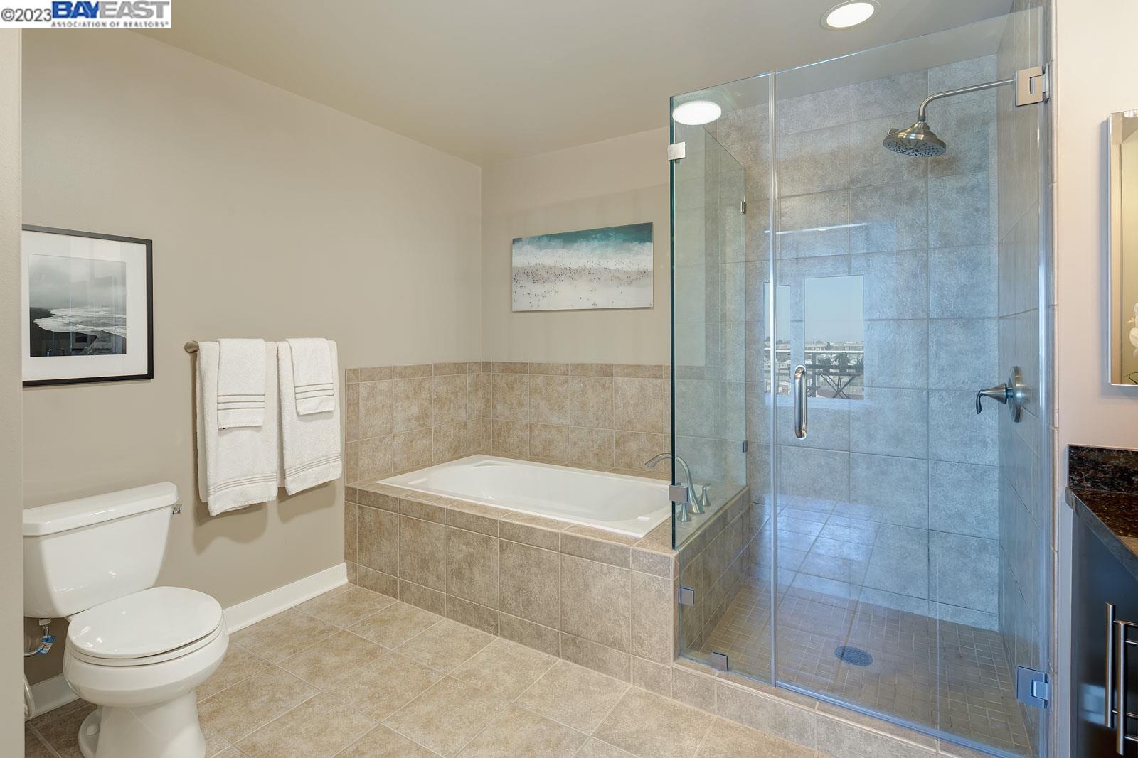 222 Broadway, Unit 1004 Oakland, CA 94607 - Photo 29 of 60 a bathroom with a bathtub and a toilet