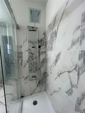 a bathroom with shower