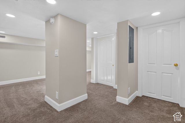 147 Center Street Clearfield, UT 84015 - Photo 45 of 55 Recessed ceiling lighting, neutral-toned walls, and brown carpeting throughout