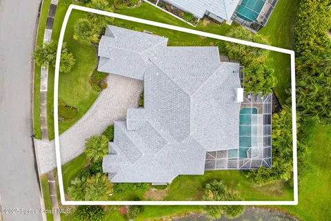 an aerial view of a house