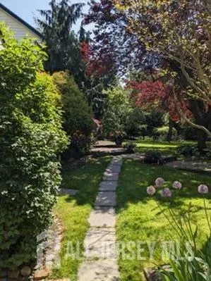 a view of a lake from a yard