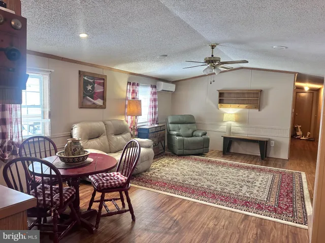 a living room with furniture and a rug