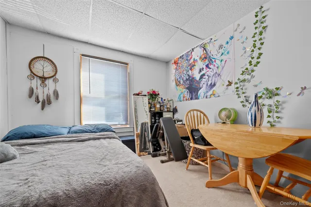 a bedroom with a bed and a tv