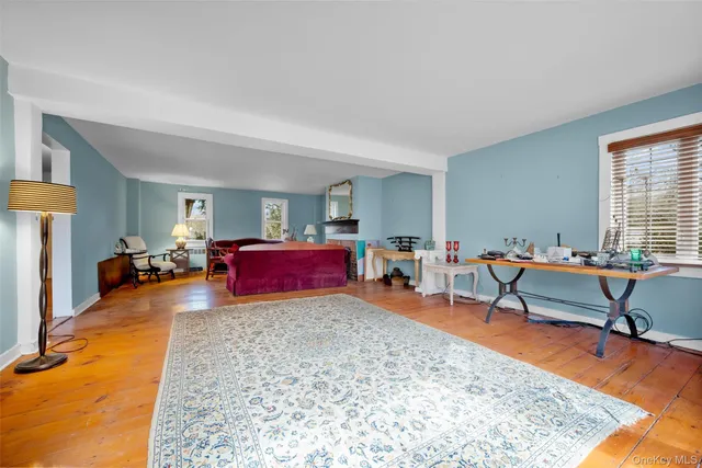 a living room with furniture and a rug