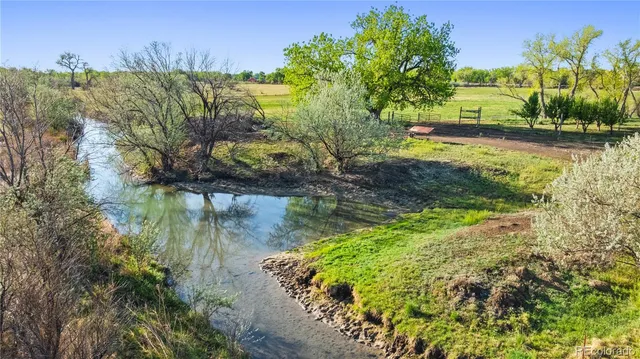 a view of a lake with houses