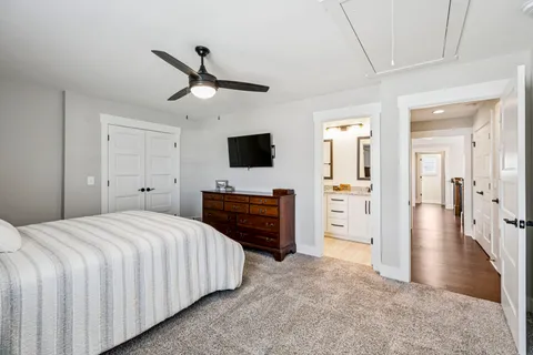 a view of a garden with a slide