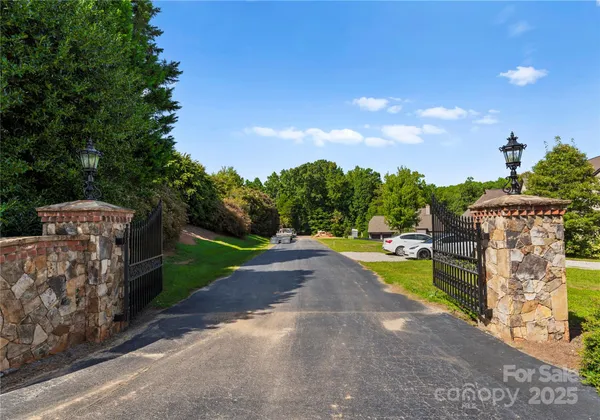 a view of a garden with swimming pool