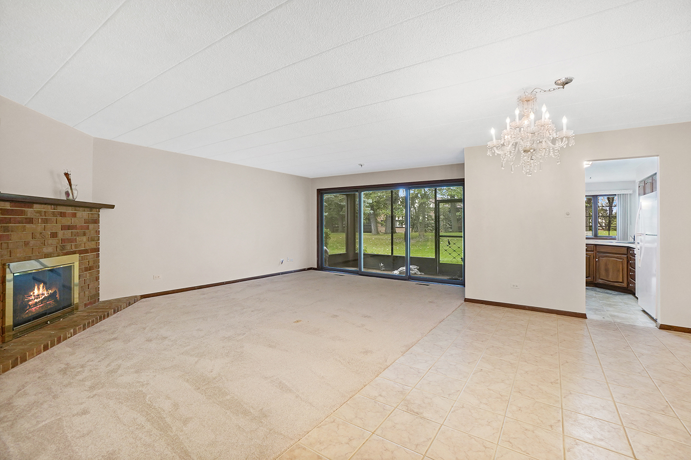 13222 South Oak Ridge Trail, Unit 1A Palos Heights, IL 60463 - Photo 4 of 21 a view of a livingroom with an empty space and a fireplace
