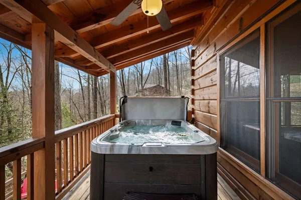 a view of an chairs and table in the balcony