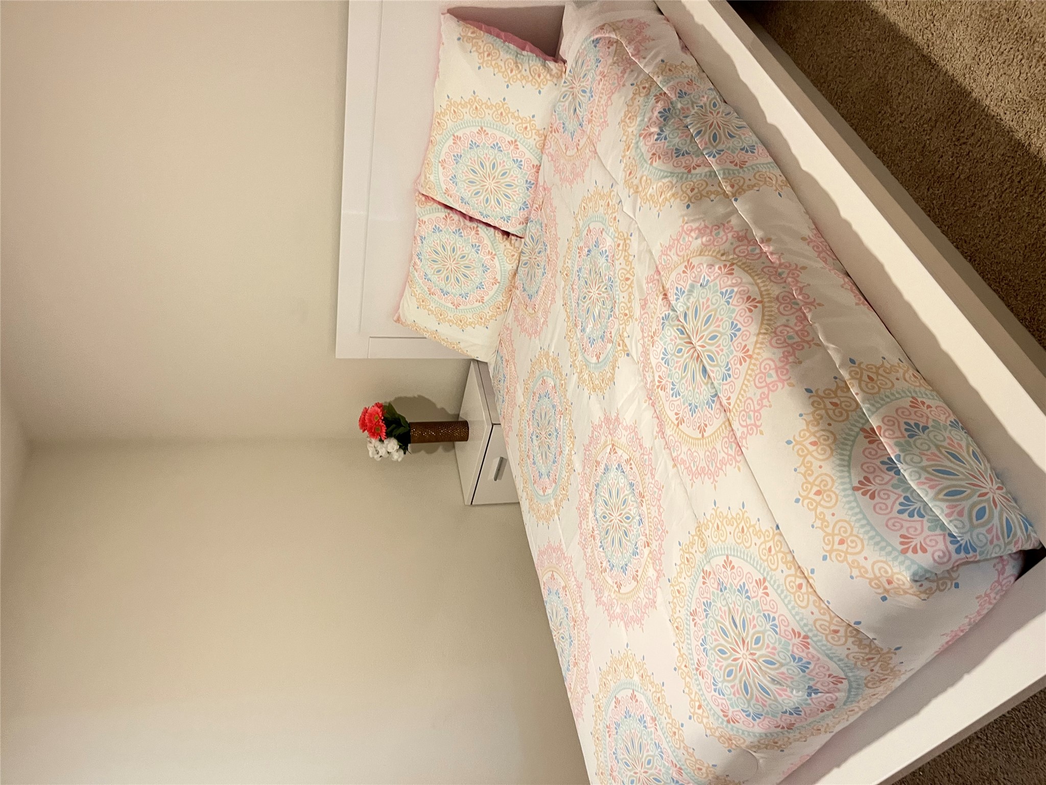 12313 Token Trail Elgin, TX 78621 - Photo 15 of 15 Bedroom featuring a white platform bed frame, a white headboard, and light beige wall paint