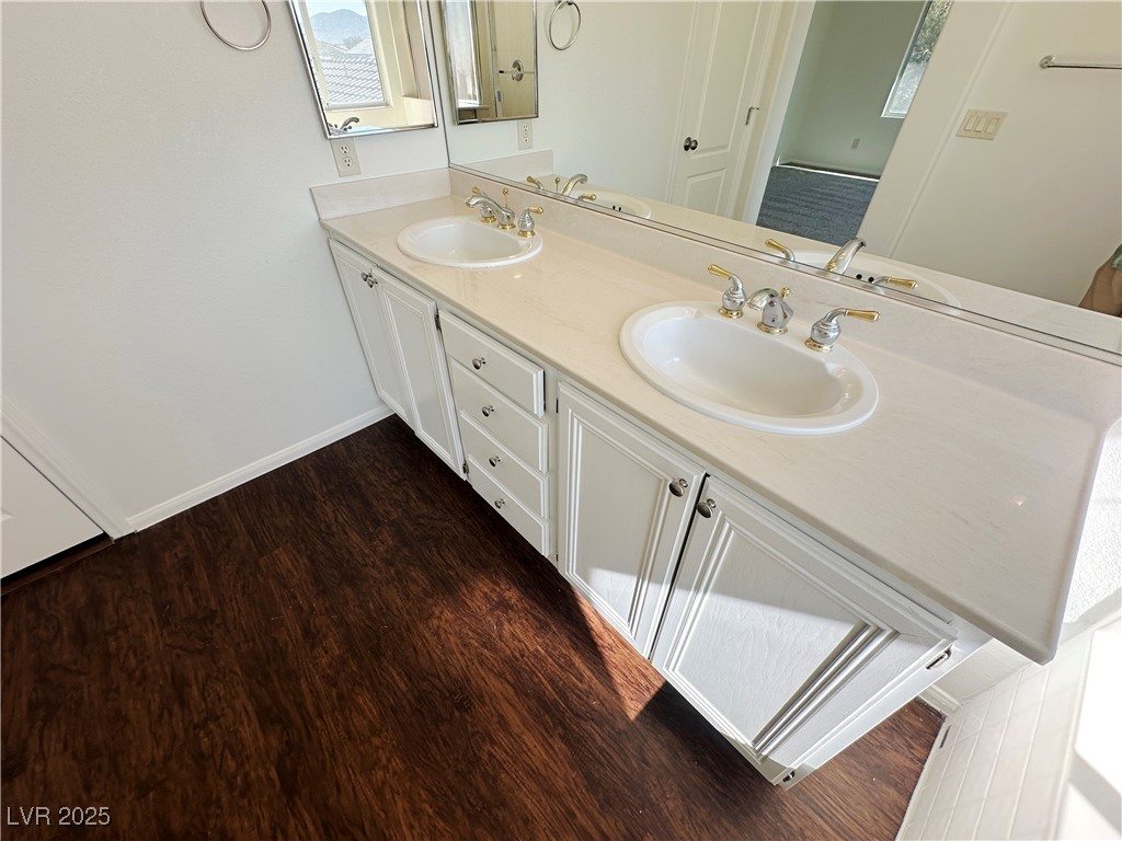 181 Ruby Ridge Avenue Henderson, NV 89002 - Photo 35 of 44 Bathroom with wood finished floors and double vanity