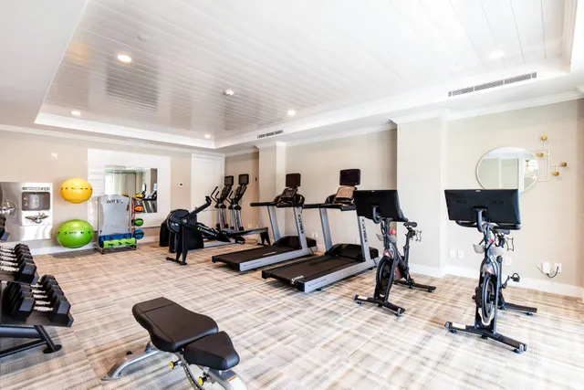 a view of a room with gym equipment
