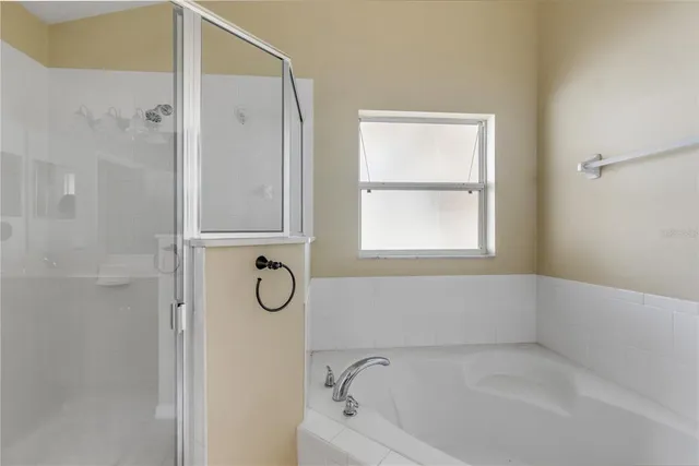 a bathroom with a bath tub and a shower