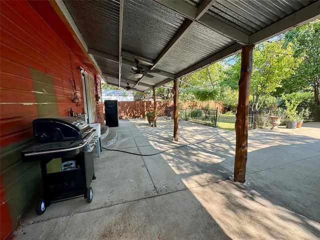 a view of a porch with furniture