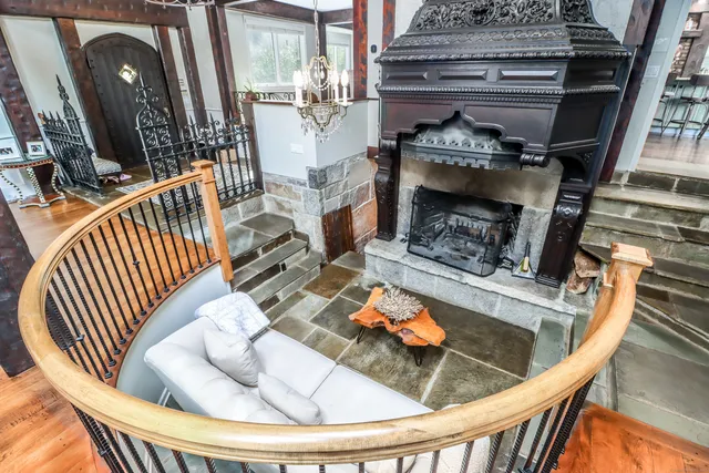 a view of living room and workspace