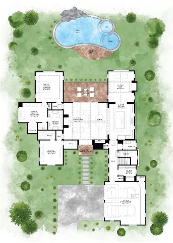 a aerial view of a house with outdoor space
