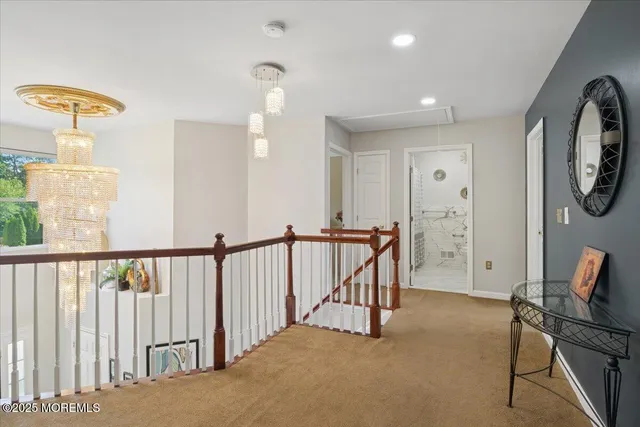 a view of a hallway with workspace