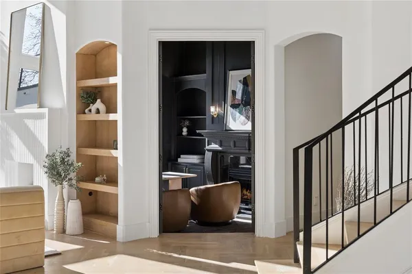 a view of living room and kitchen
