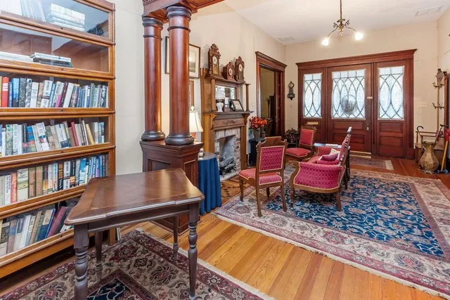 a living room with furniture or couch and a window