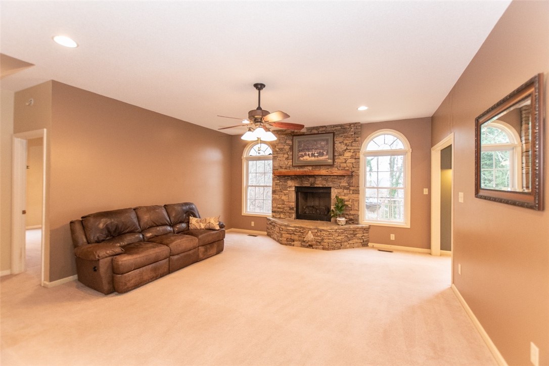 142 Fowler Road Anderson, SC 29625 - Photo 5 of 38 Living room with lakeview windows. Opens to the k