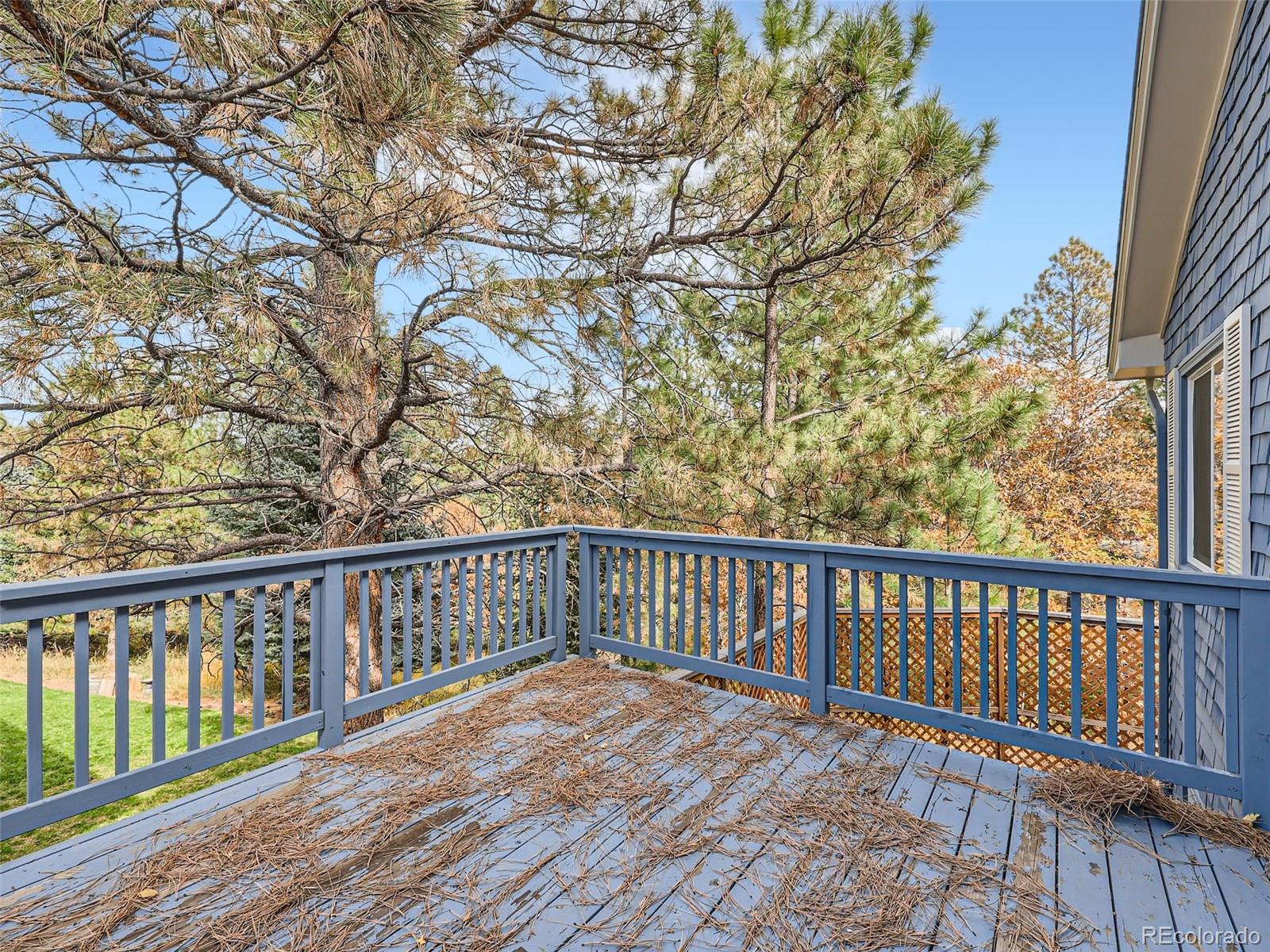 6124 Powell Road Parker, CO 80134 - Photo 34 of 50 a view of balcony with wooden floor and fence