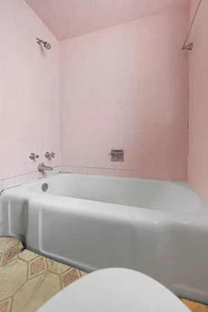 a bathroom with a bathtub