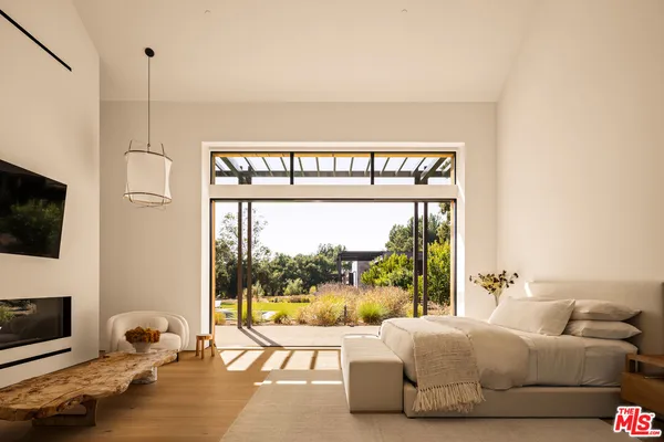 a view of a floor to room with wooden floor and a potted plant