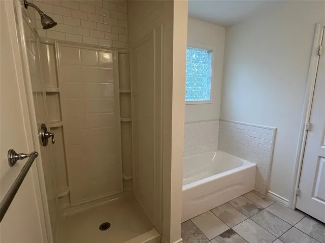 a bathroom with a bathtub