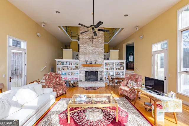 a front view of a house with a glass door