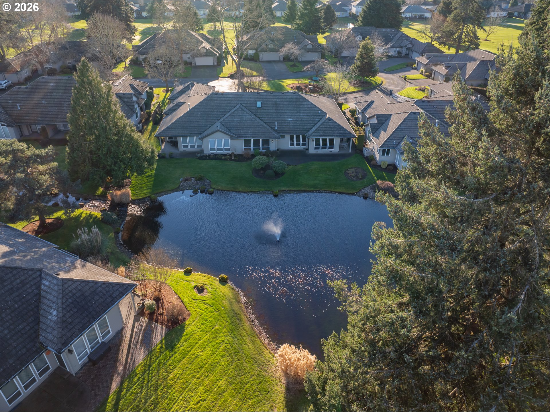 6428 Castle Lakes Court Keizer, OR 97303 - Photo 2 of 48 an aerial view of house with yard swimming pool and outdoor seating
