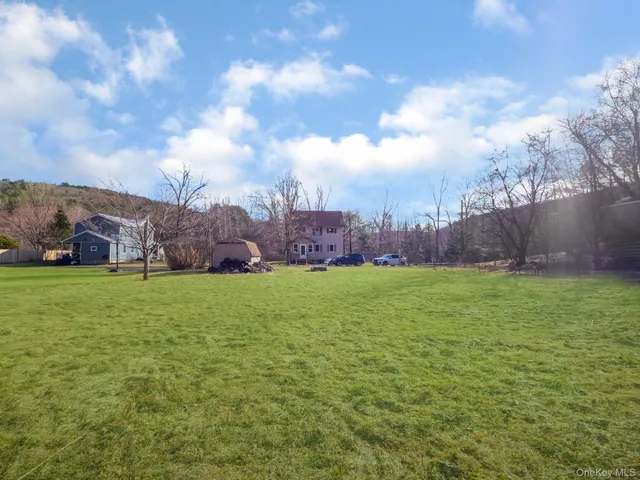 a view of yard and house in background