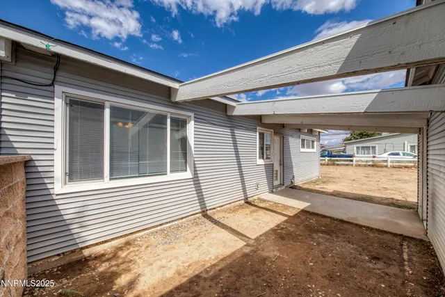 a porch with seating space