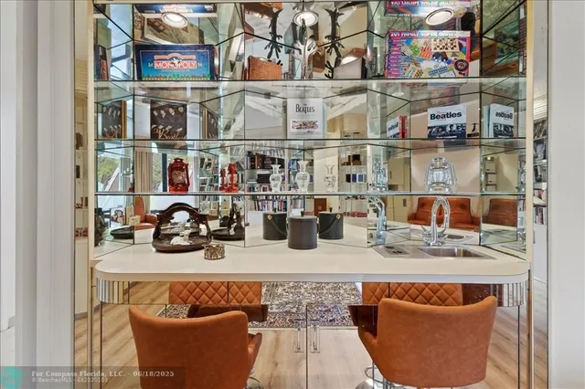 a building outdoor space with seating space