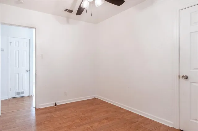 an empty room with a workbench