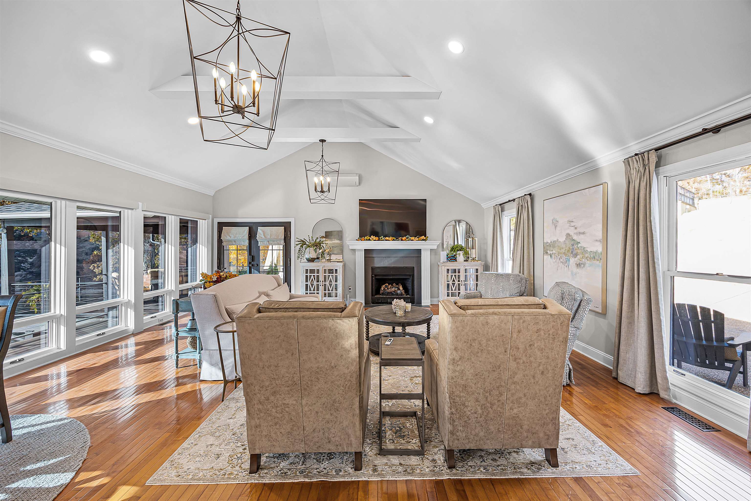 195 Ridge View Savannah, TN 38372 - Photo 8 of 40 a living room with fireplace furniture and a chandelier